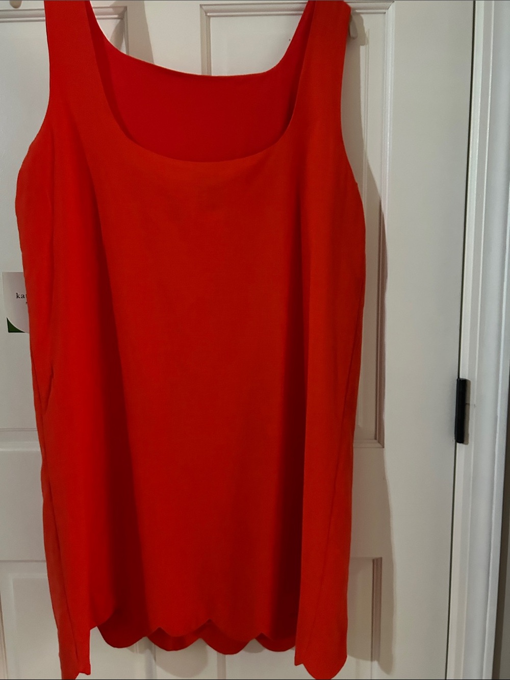 Kate Spade size Medium Vibrant Red/Orange Scallop-Hem Mini Dress - Picture 4 of 5